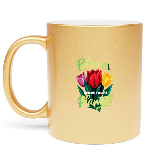 Tulips Tulip Flower Yes I Talk To Tulips Metallic Mugs