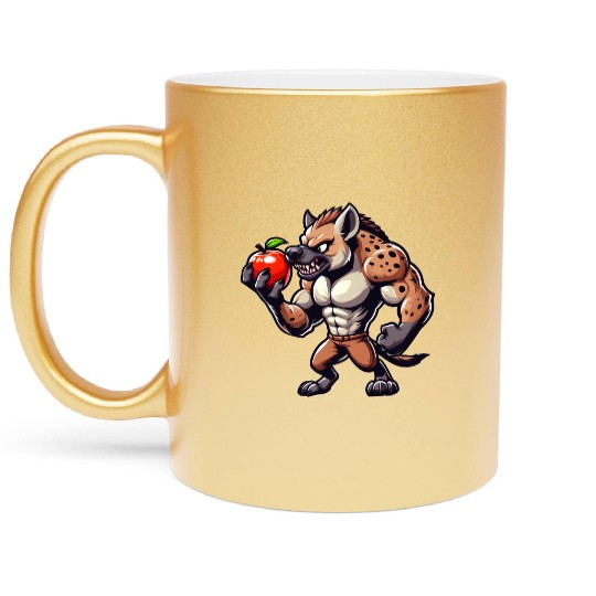 Hyena Enjoying Apple Fitness Workout Metallic Mugs