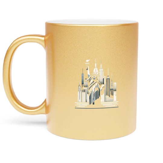 Statue of Liberty Embrace Metallic Mugs