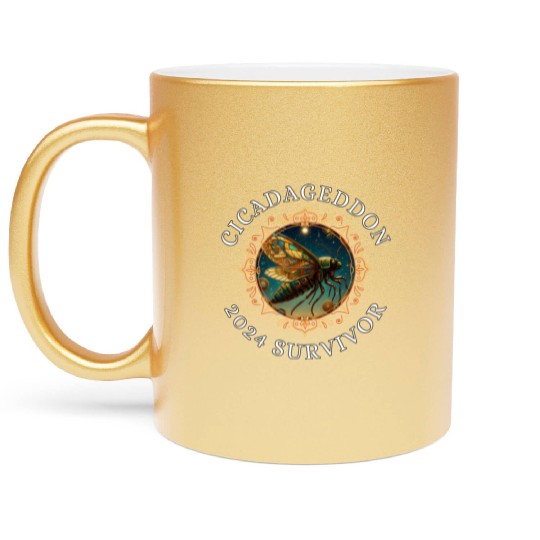 Cicadageddon Invasion Tour 2024 Funny Cicada Event Metallic Mugs