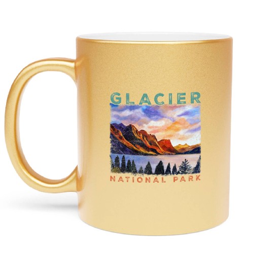 Glacier National Park Retro US Montana Parks Metallic Mugs