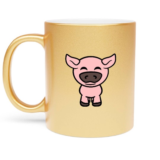 Little cute piggy pig piglet cartoon animal love Metallic Mugs