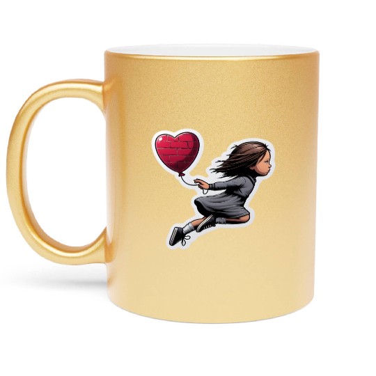 Girl with Balloon by Banksy, Iconic Street Art Metallic Mugs