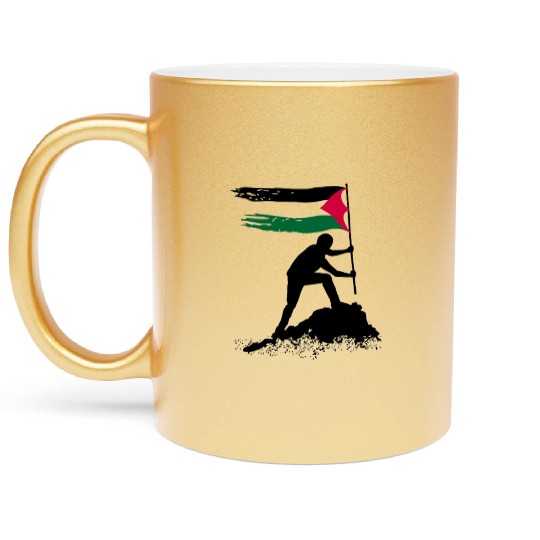 free palestine standing flag silhouette Metallic Mugs