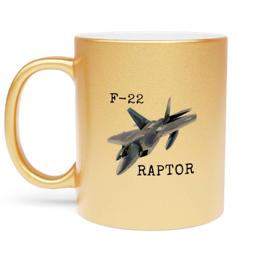 Air Force F-22 Raptor Fighter Jet Military Pilot Metallic Mugs