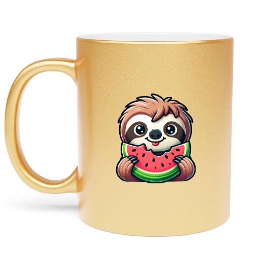 Sloth Summer Fruit Melon Metallic Mugs