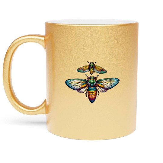 Colorful Cicada Insect Great Eastern Brood Cicada Metallic Mugs