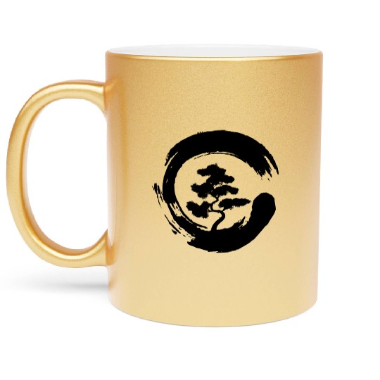 Bonsai Tree in Enso Circle Metallic Mugs