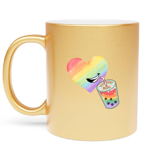 Rainbow heart Metallic Mugs