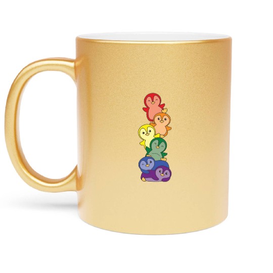 Rainbow Flag Gay Pride Lgbtq Penguin Cute Penguin Metallic Mugs