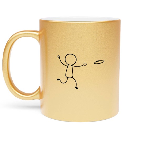 Funny Disc Golf stick figure disc golf player Metallic Mugs