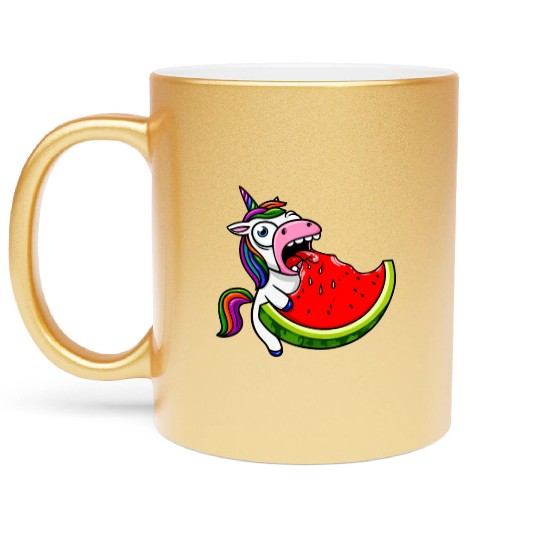Unicorn Melon Sweet Comic Crazy Funny Quirky Metallic Mugs