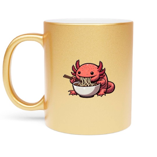 Ramen time for the axolotl Metallic Mugs