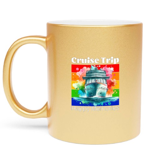 cruise trip happy memories Metallic Mugs