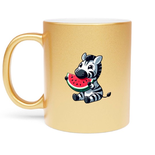 Zebra melon watermelon fruit fruity Metallic Mugs