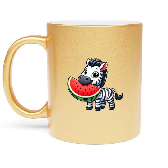 Zebra melon watermelon fruit fruity Metallic Mugs
