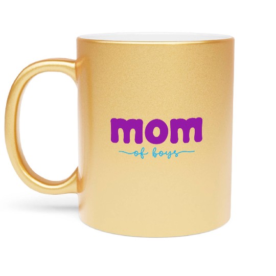 Mom of Boys in Teal and Purple Metallic Mugs