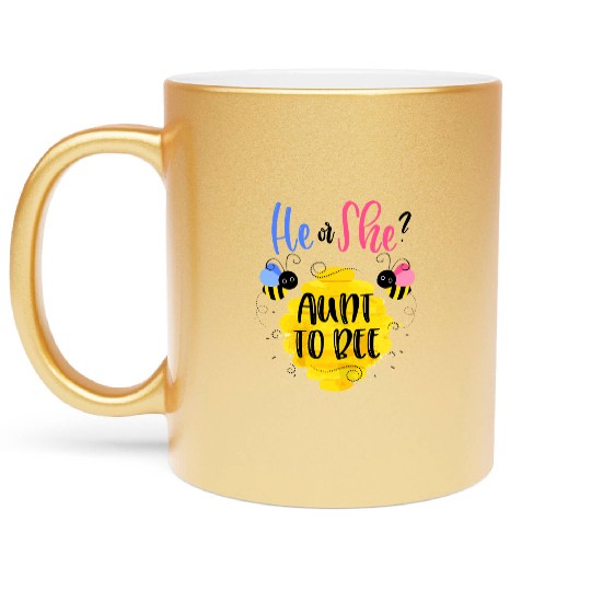 Womens Gender Reveal What Will It Bee He or She Metallic Mugs