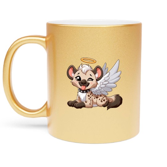 Hyena angel wings halo fantasy Metallic Mugs