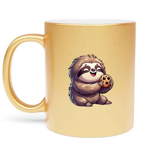 Sloth Sweet Cookie Biscuit Delight Metallic Mugs