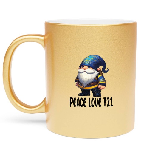 t21 gnomes Peace Love Metallic Mugs