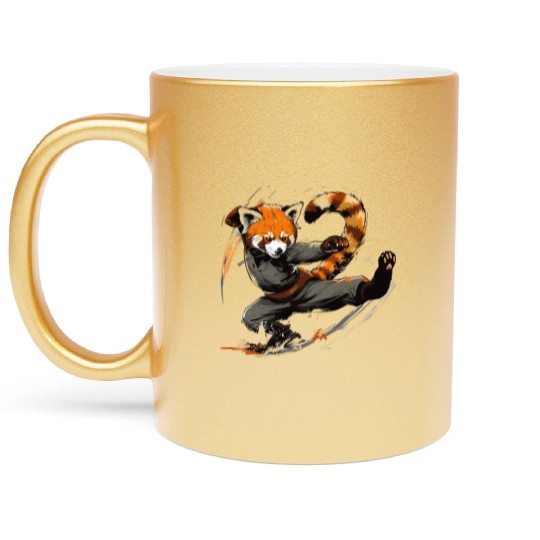 High Kick Red Panda Metallic Mugs