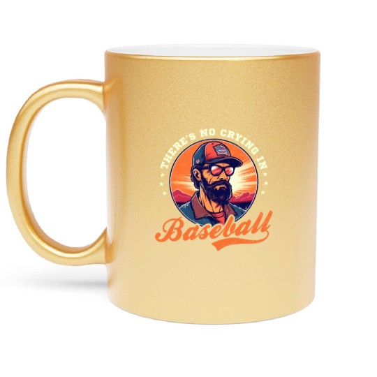 4th Of July Baseball Coach No Crying In Baseball Metallic Mugs