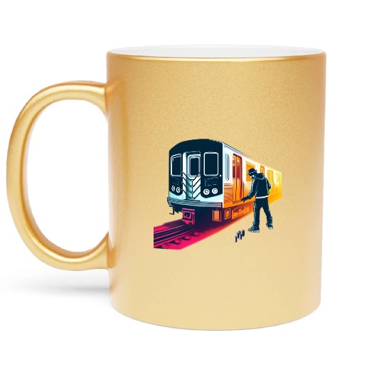 AI Teen at Subway Layup Masked Metallic Mugs