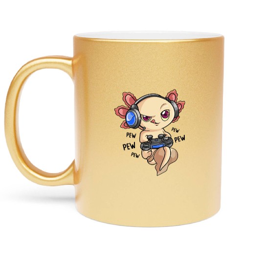 Gaming Axolotl Boys & Adults Axolotls Video Game Metallic Mugs