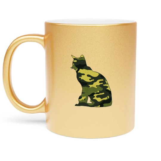Military Burmese Camo Men Print US Cat Kitty Metallic Mugs