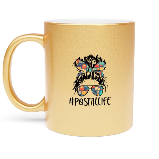 Postallife Mail Carrier Postal Worker Mailwoman Mo Metallic Mugs