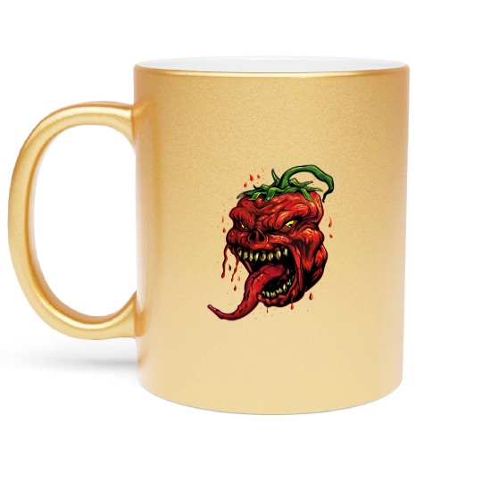 BBQ Hot Chili Carolina Reaper Hot Sauce Gift idea Metallic Mugs