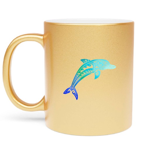 Jumping Dolphin Tribal Metallic Mugs