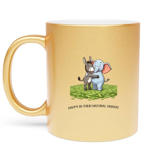 Funny Republican Party Elephant Democratic Donkey Metallic Mugs