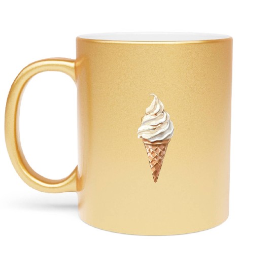 Swirled Vanilla Ice Cream Cone Delight Metallic Mugs