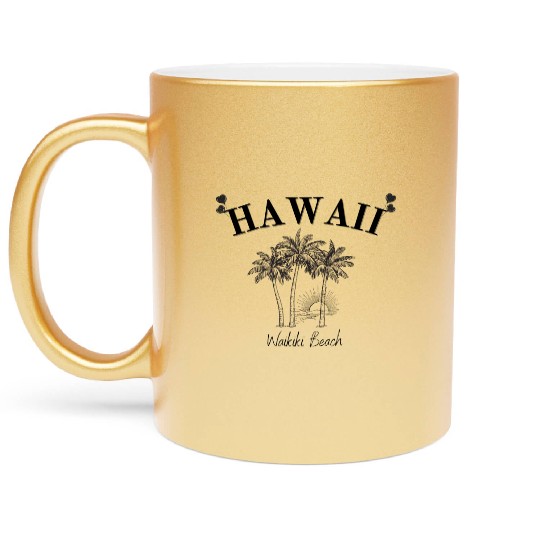 Hawaii - USA - Honolulu - Waikiki Beach - Souvenir Metallic Mugs