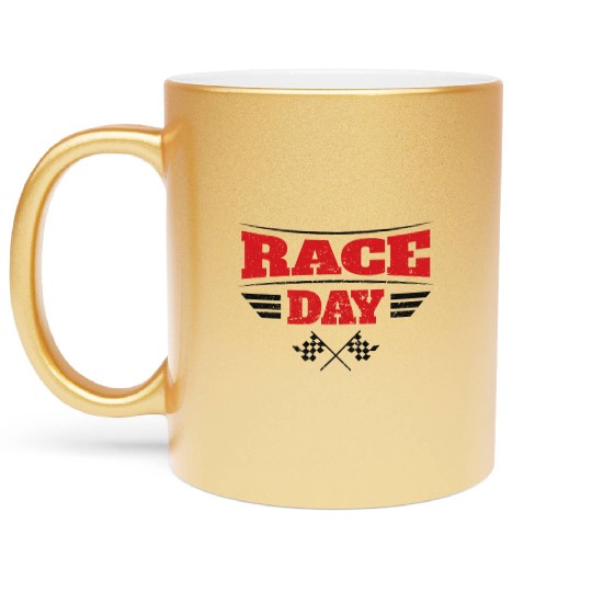 Race Day Car Racing Checkered Flag Metallic Mugs