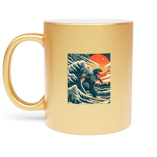 Japanese Monster Kaiju Funny Art Metallic Mugs