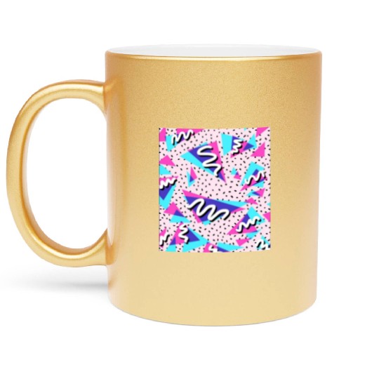 80's water cup vibes, 80's style pattern Metallic Mugs