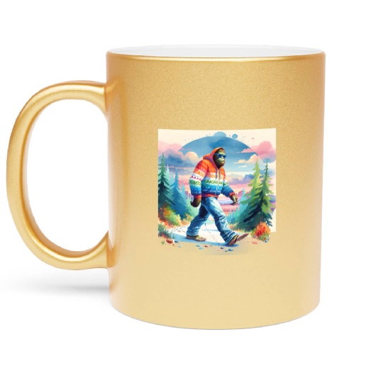 Bฺigfoot Wilderness Wanderer: Retro Ramble Metallic Mugs