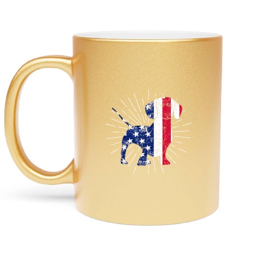 Dachshund 4th Of July US Flag Dog Lovers Patriotic Metallic Mugs