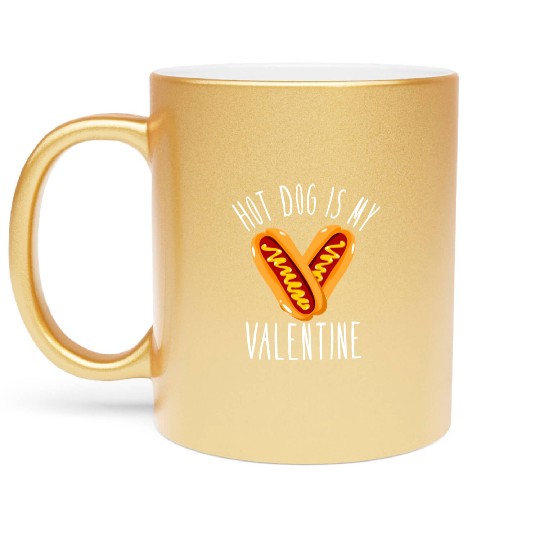 Hot Dog Adult Heart Valentines Day Metallic Mugs