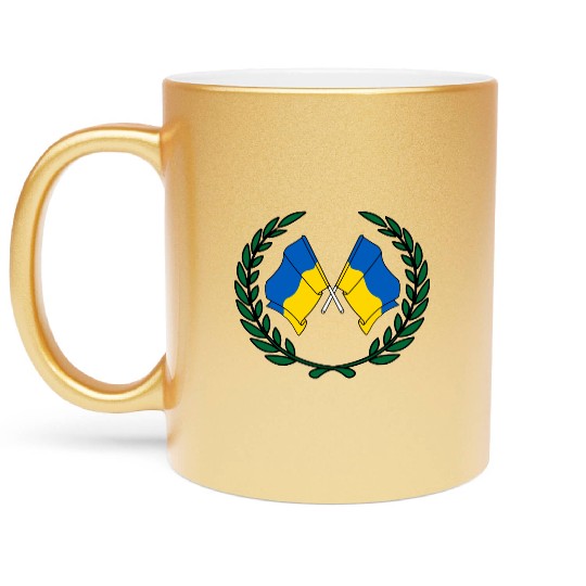 Flags Ukraine in laurel wreath Metallic Mugs