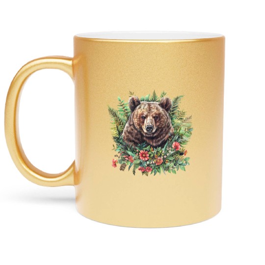 Bear Clipart - Cute Bear Illustrations, Woodland Metallic Mugs