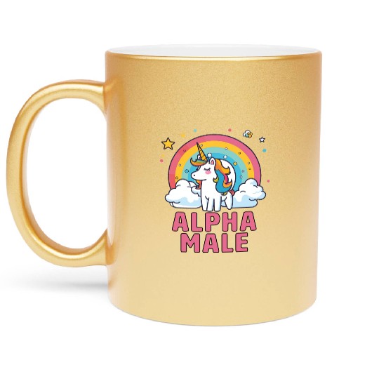 Alpha Male Unicorn Rainbow Metallic Mugs