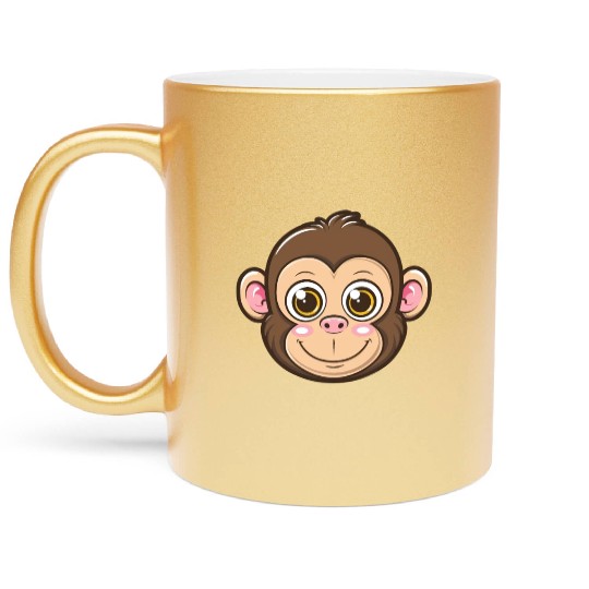 Adorable Monkey Face With Big Eyes Metallic Mugs