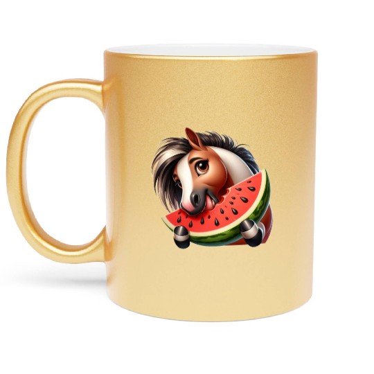 Horses Horse Lover Farmer Melon Summer Metallic Mugs