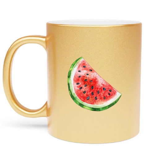 Watermelon Clipart - Fresh Summer Fruit Designs, Metallic Mugs