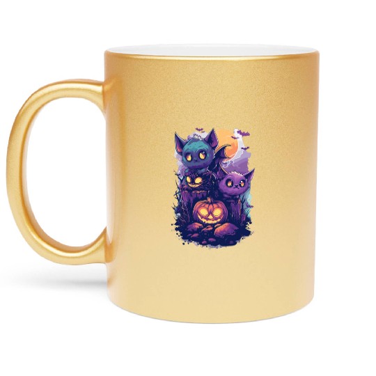 ghost friends, spooky scary friends Metallic Mugs