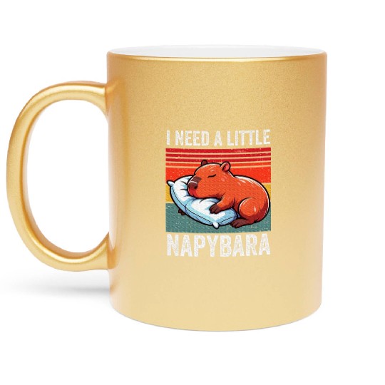 Napybara Cute Capybara Sleeping Nap Lover Metallic Mugs